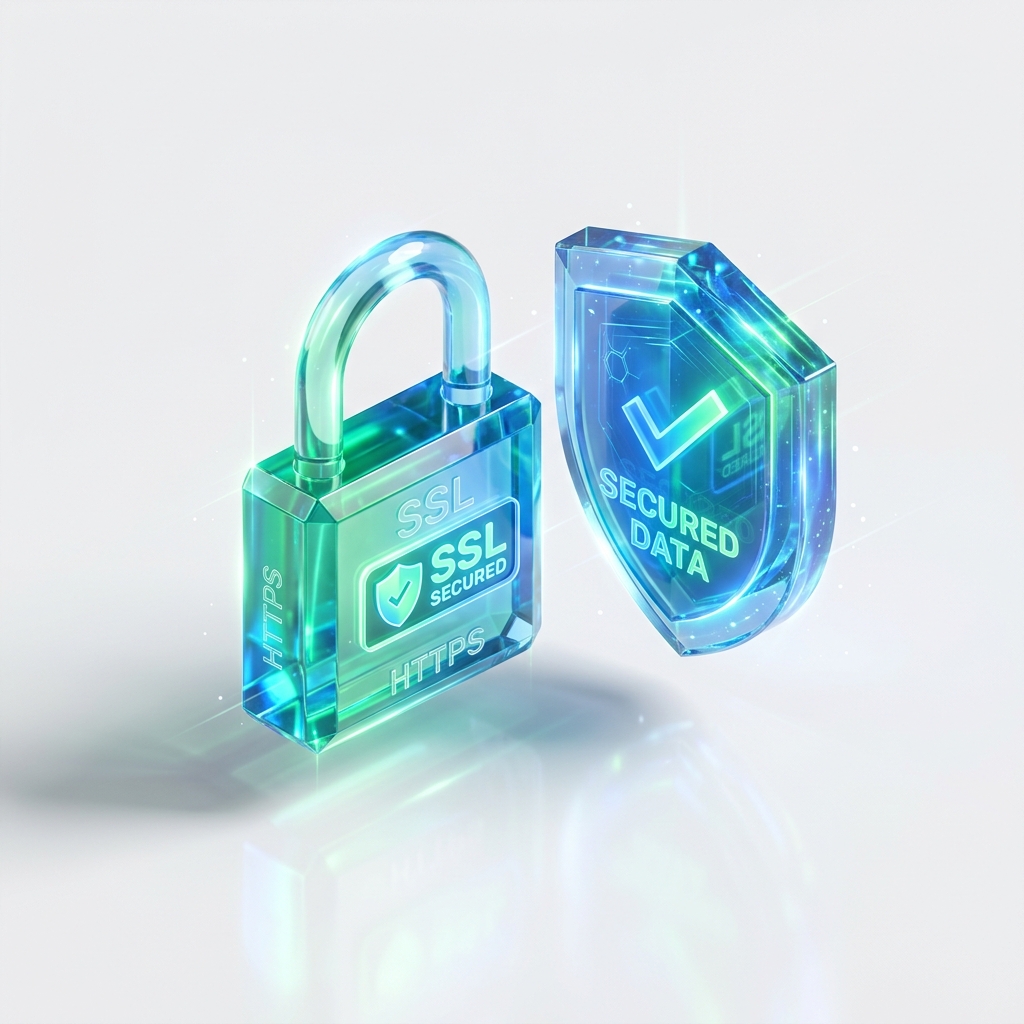 Modern 3D SSL Certificate Security Illustration